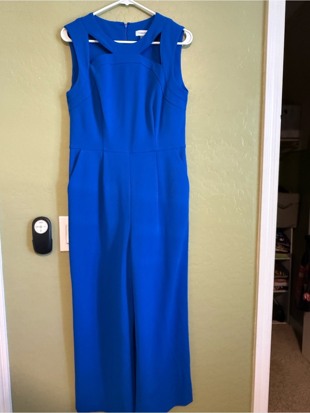 Calvin Klein Cobalt Blue Sleeveless Wide-Leg Jumpsuit